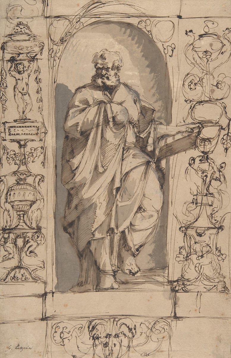 Draped Male Figure Standing in a Niche 16551730