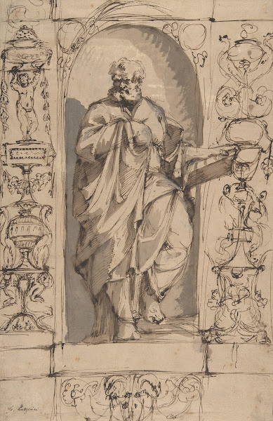 Draped Male Figure Standing in a Niche 16551730