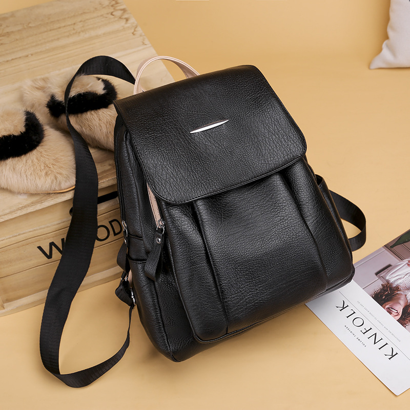 PU Backpack, Solid Color, Business and Casual