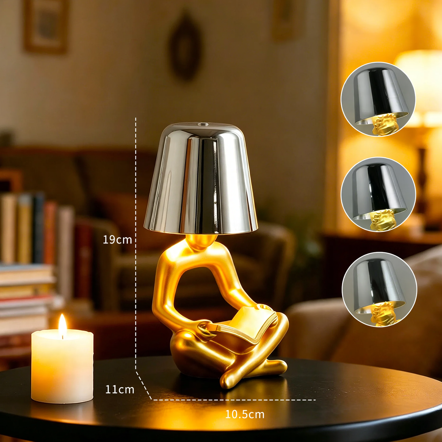 Abstrakte Leserfigur Tischlampe, mehrfarbig wählbar