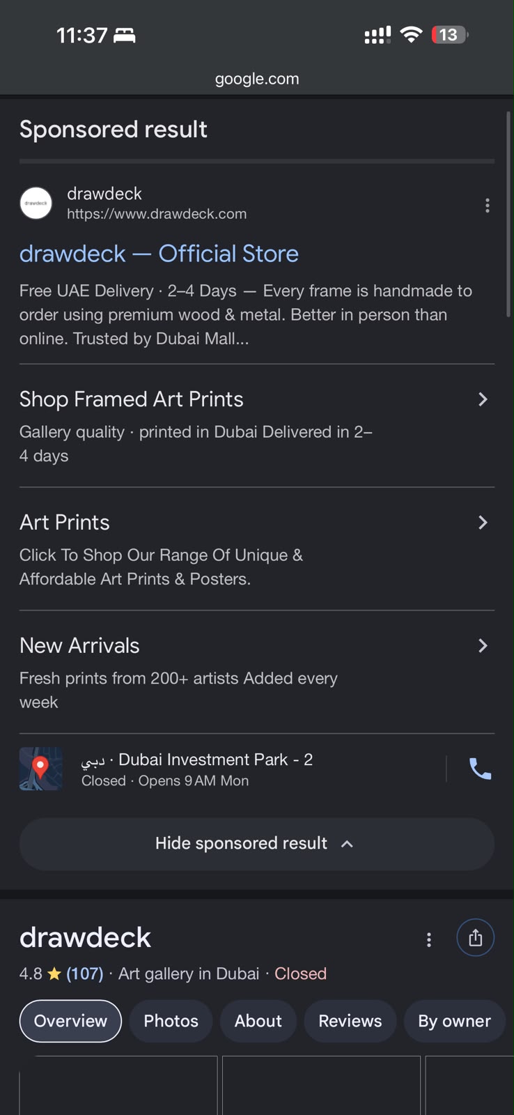 Drawdeck Google Ads campaign