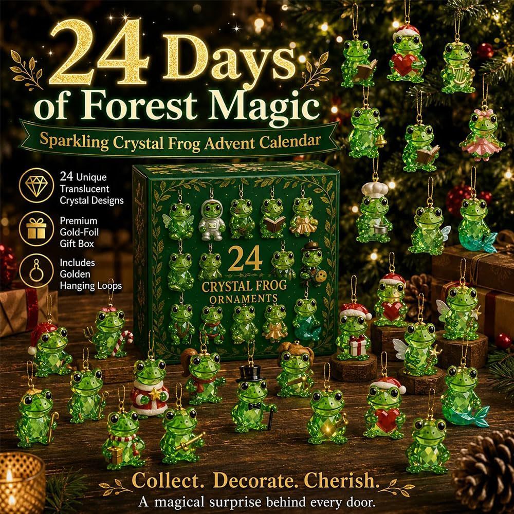 Christmas Advent Calendar with Frog Ornaments