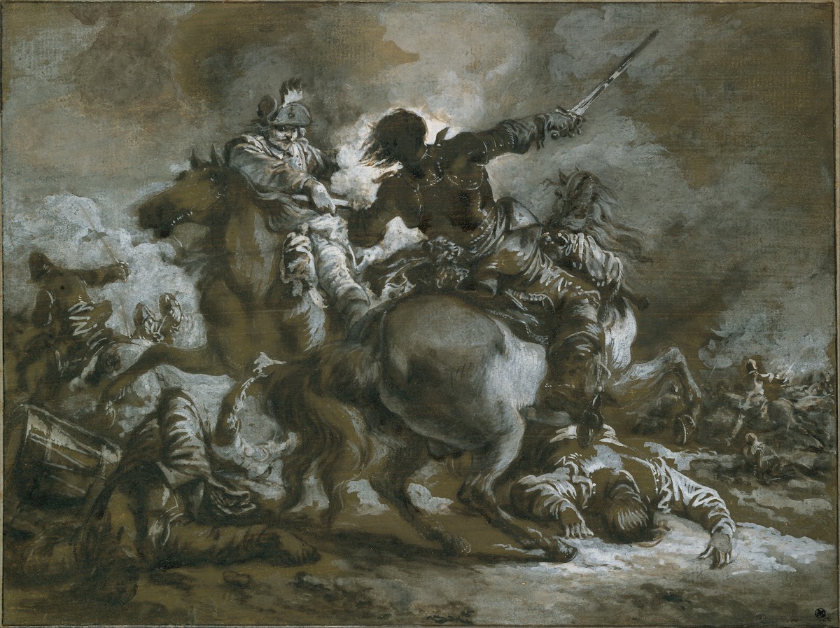 Cavalry Skirmish with a Fallen Drummer at Left 1763