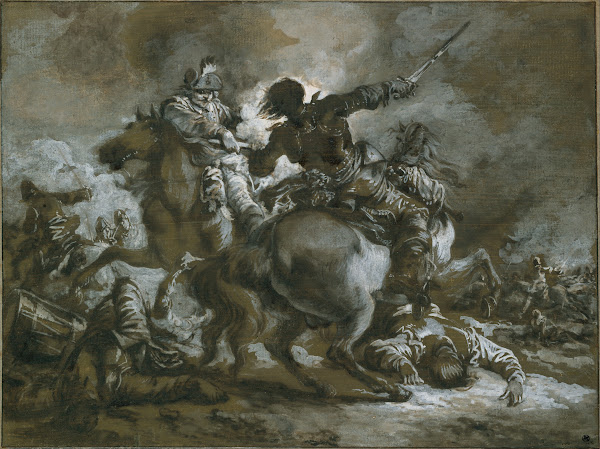 Cavalry Skirmish with a Fallen Drummer at Left 1763