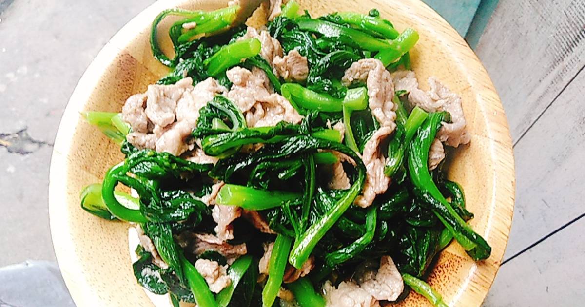 Cải ngồng xào thịt