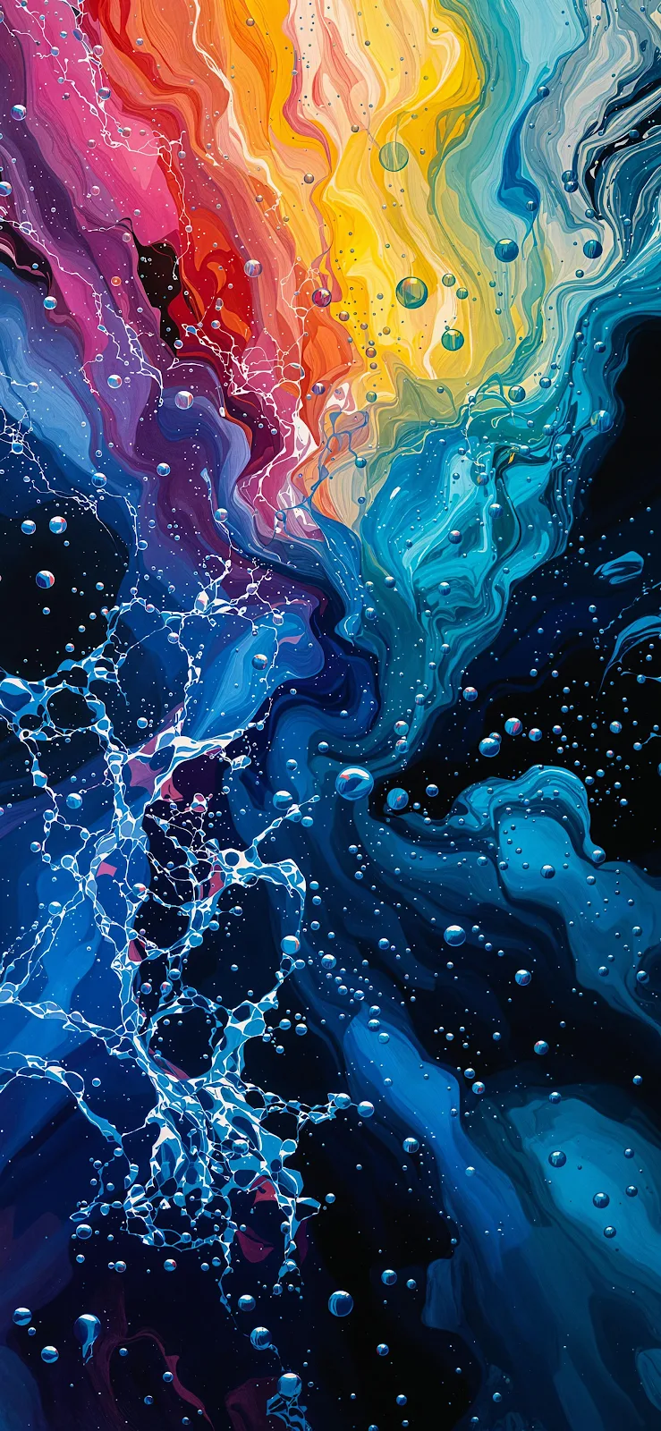 Vibrant Abstract Fluid Waves - Digital Art 2K iPhone Wallpaper (1905x4127)