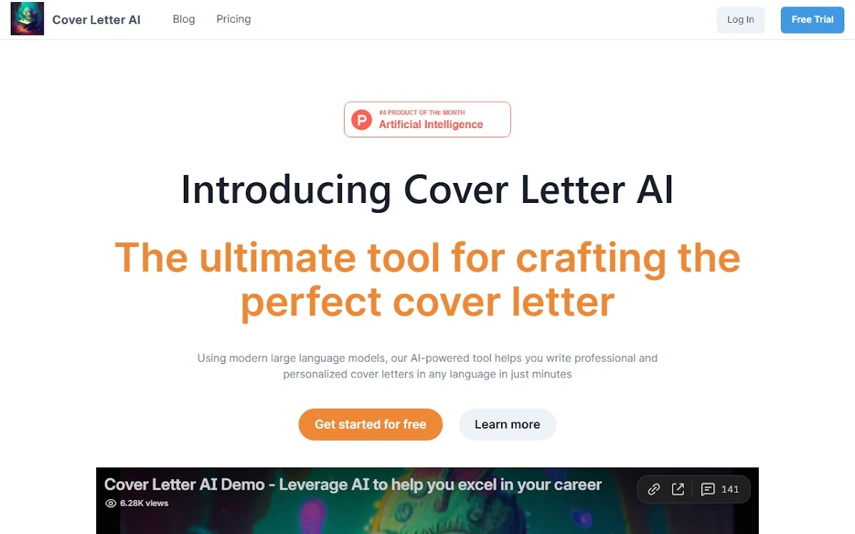 Captura de Cover Letter AI