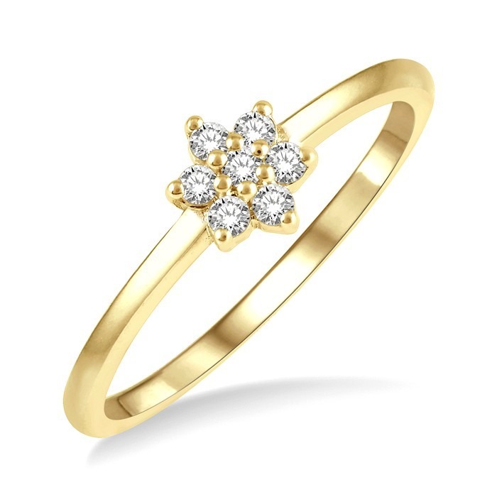 Stackable Flower Petite Diamond Fashion Ring 387C8DHTSWG – 14 Kt Yellow Gold, 4