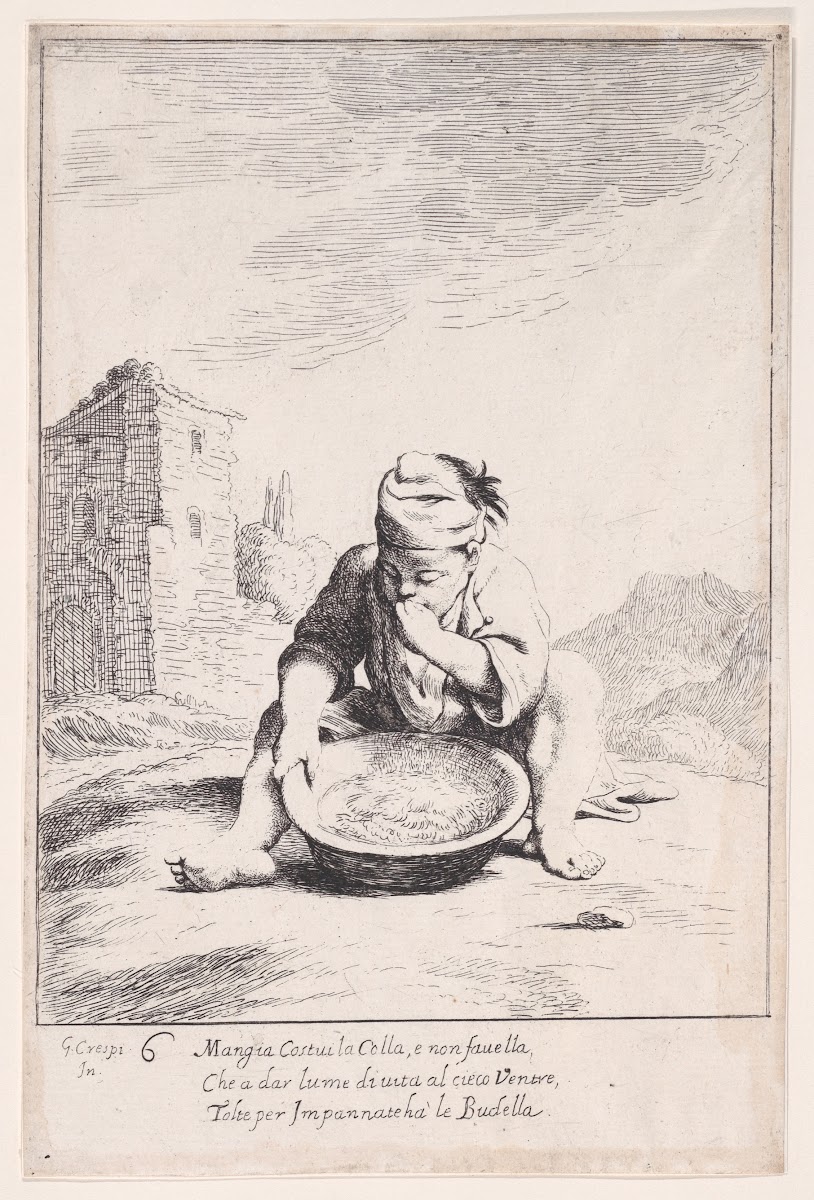 Plate 20 Cacasenno eating a bowl of pasta 17051715