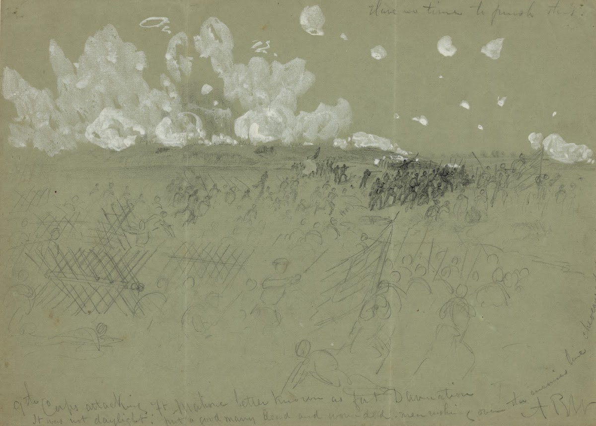 9th Corps attacking Ft Mahone better known as Fort Damnation 1865