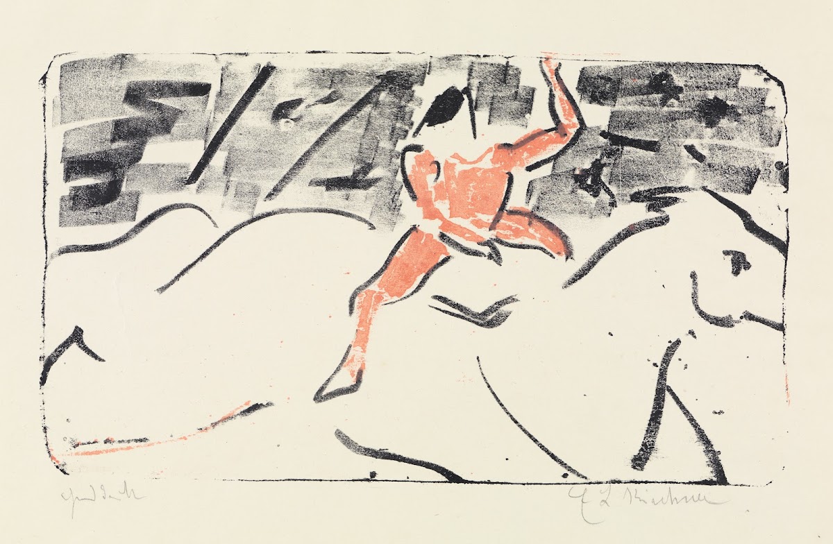 Zirkusreiter auf Schimmel Jockeyreiter 1909