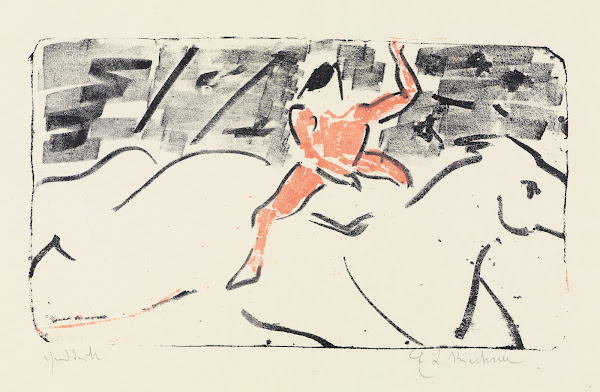 Zirkusreiter auf Schimmel Jockeyreiter 1909