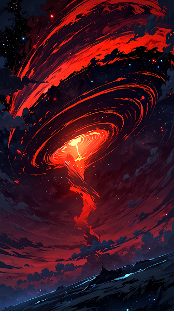 Cosmic Red Vortex Explosion Space Nebula Abstract Art - Free mobile Wallpaper