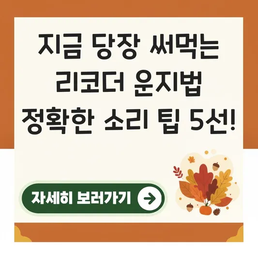 리코더 운지법 정확한 소리