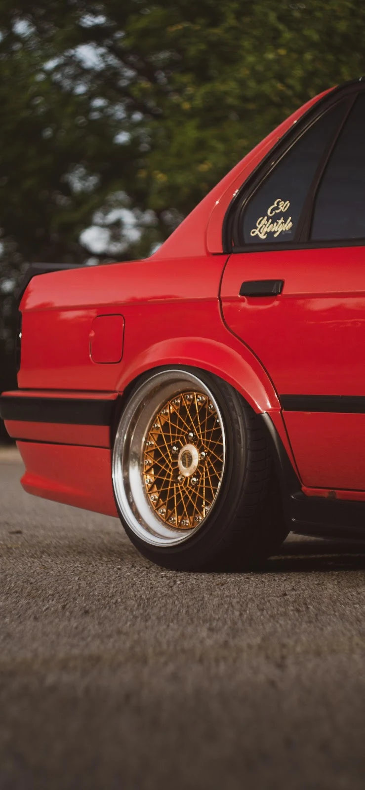 Red BMW E30 Stance Look - Automotive Photography 4K iPhone Wallpaper (2392x5182)