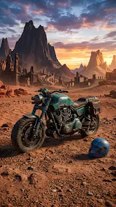 Custom Scrambler Motorcycle in Desert Canyon