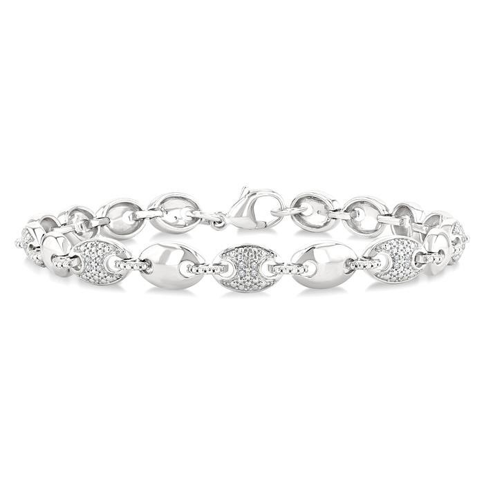 Silver Bold Mariner Link Diamond Fashion Bracelet 88960DHSSSLTB
