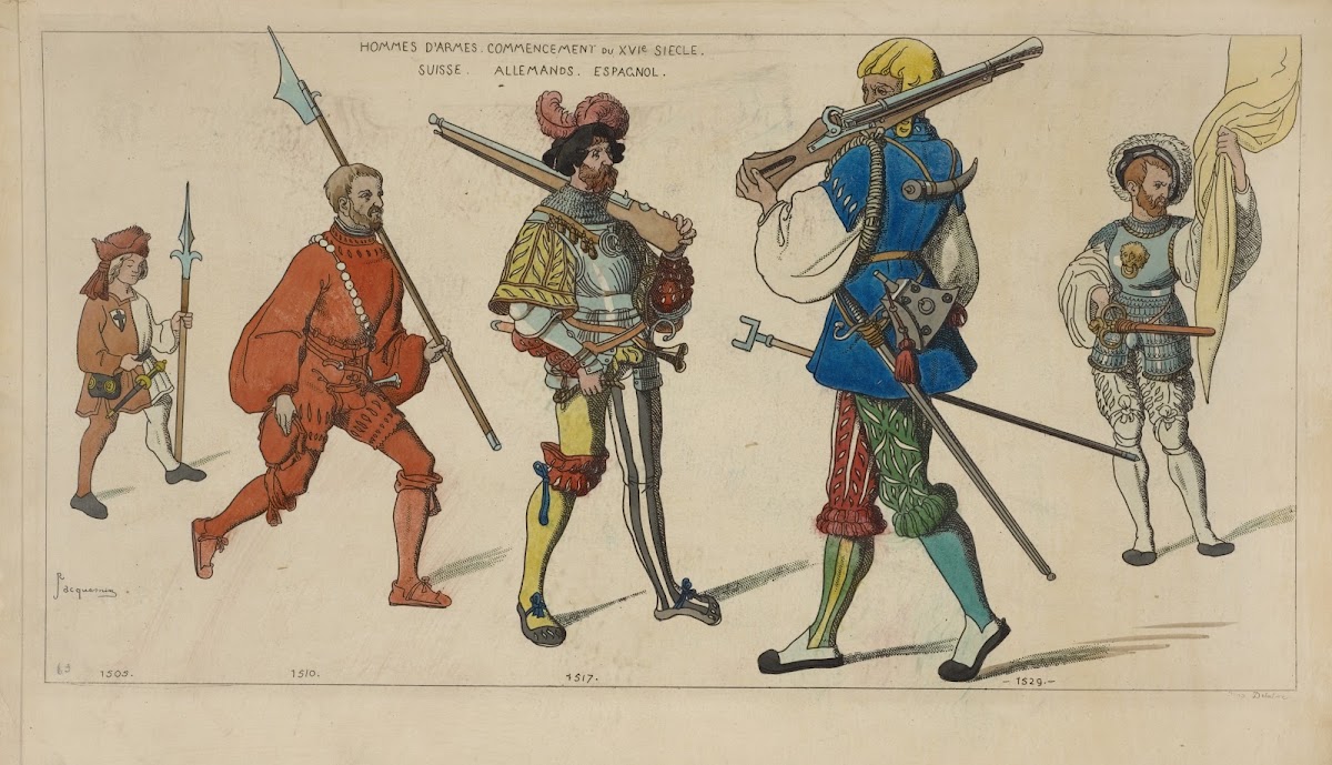 Hommes darmes commencement du XVIe siècle Suisse Allemands Espagnole 1505 1510 1