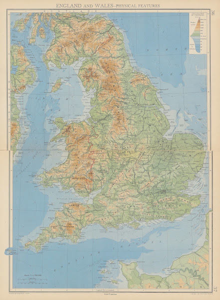 England and Wales  Physical Features 1942