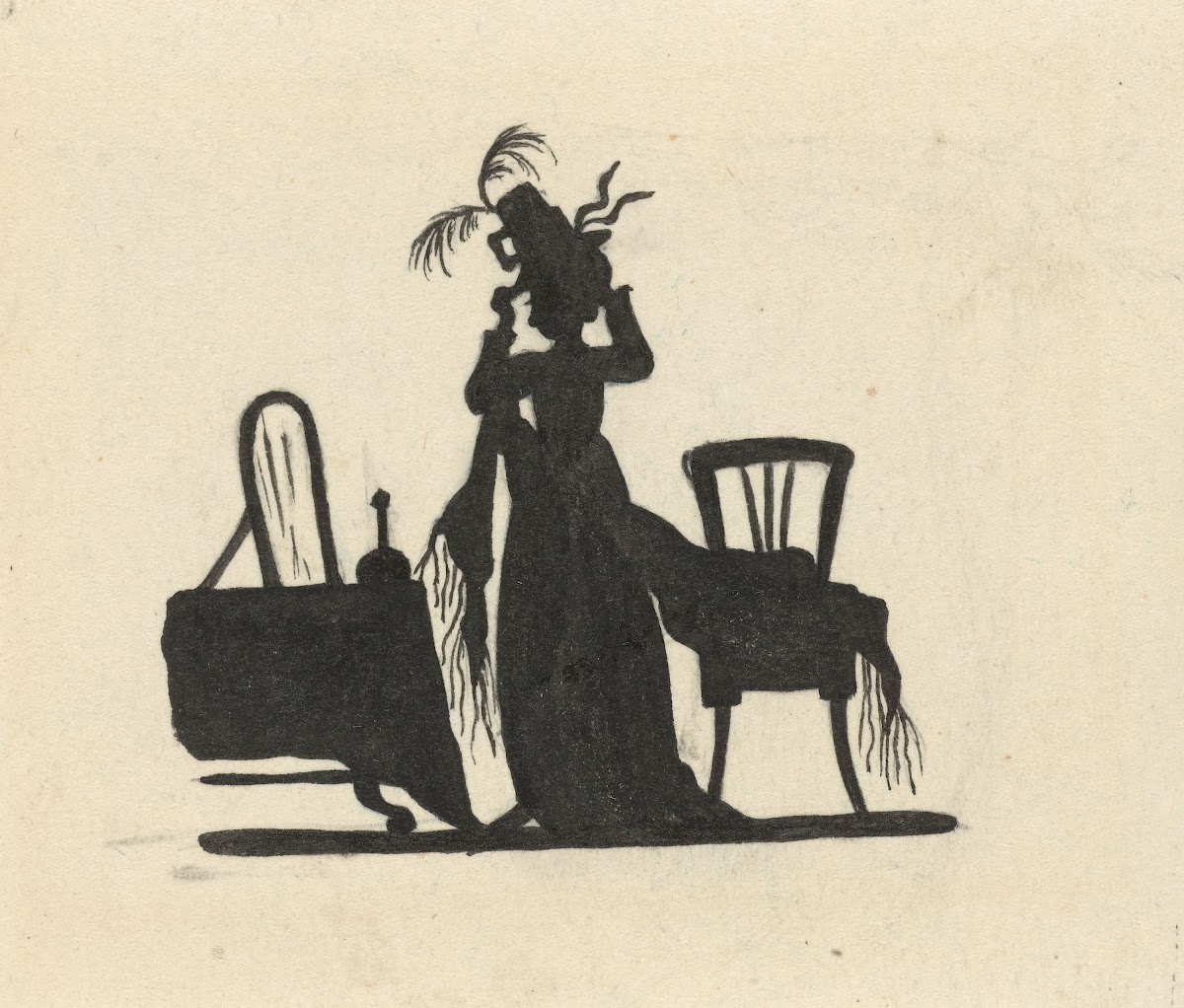 Silhouet van de vrouw voor de spiegel 1884   1917