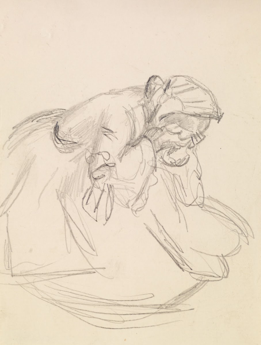 Female  Sketch of a distraught Woman seated 1855 60