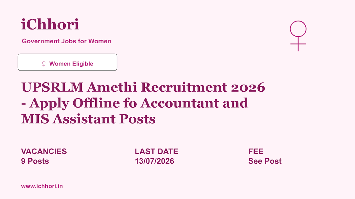 UPSRLM Amethi Recruitment 2026 - Apply Offline fo Accountant and MIS Assistant Posts - iChhori