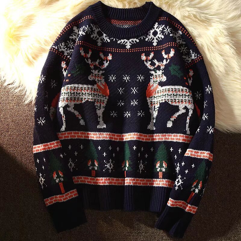 Loose knitted sweater in urban style