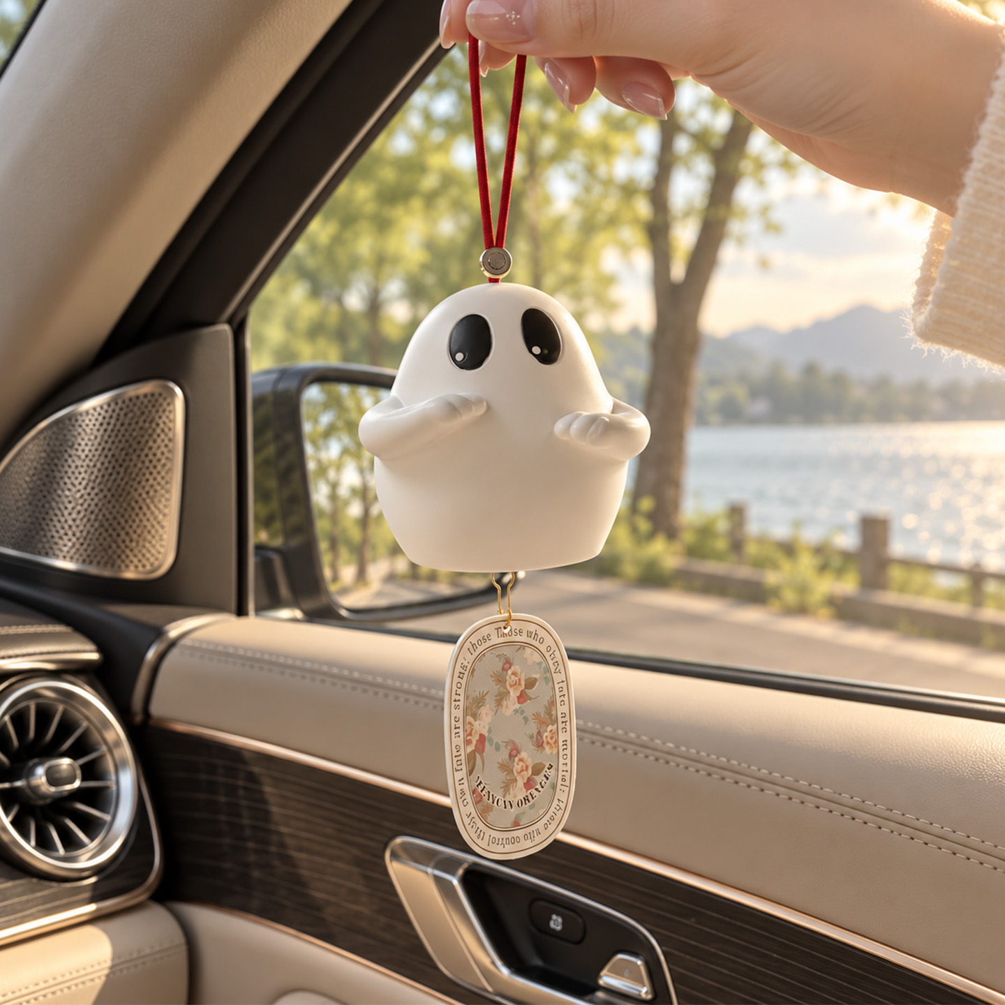 Ghost car hanger with fragrance function, triangular