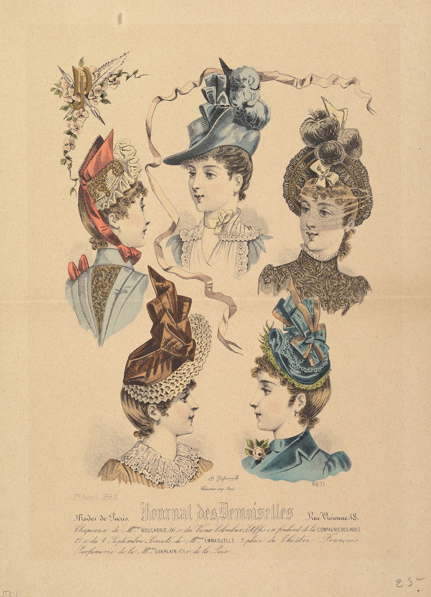 Ladies Hats No 4671 from Journal des Demoiselles 1888