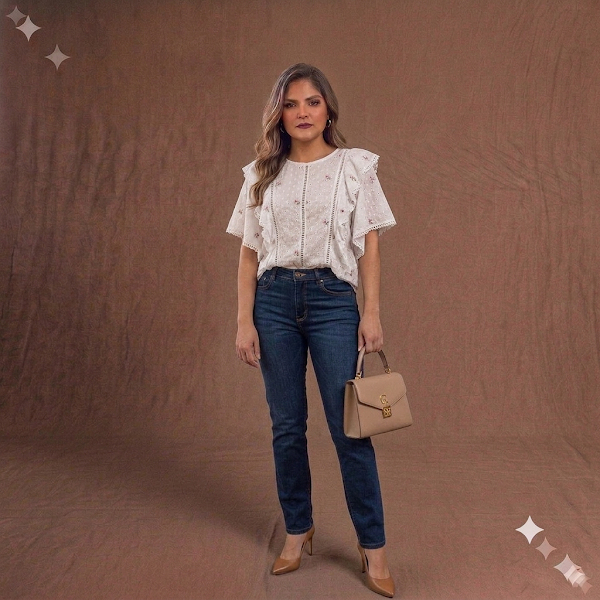 Blusa en Ojalillo Blanca