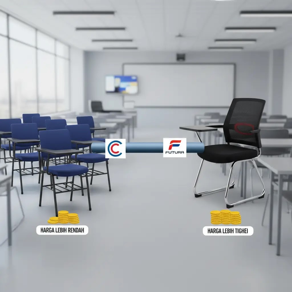 Perbandingan Harga Kursi Kuliah Besi Chitose vs Futura
