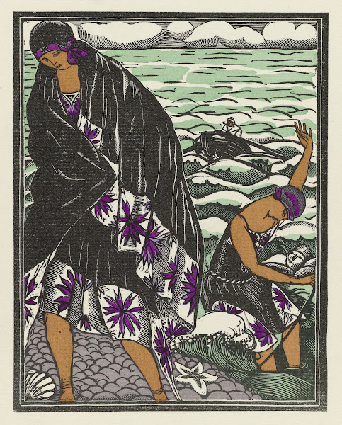 La leçon de natation  Costume et chale pour le bain 1921