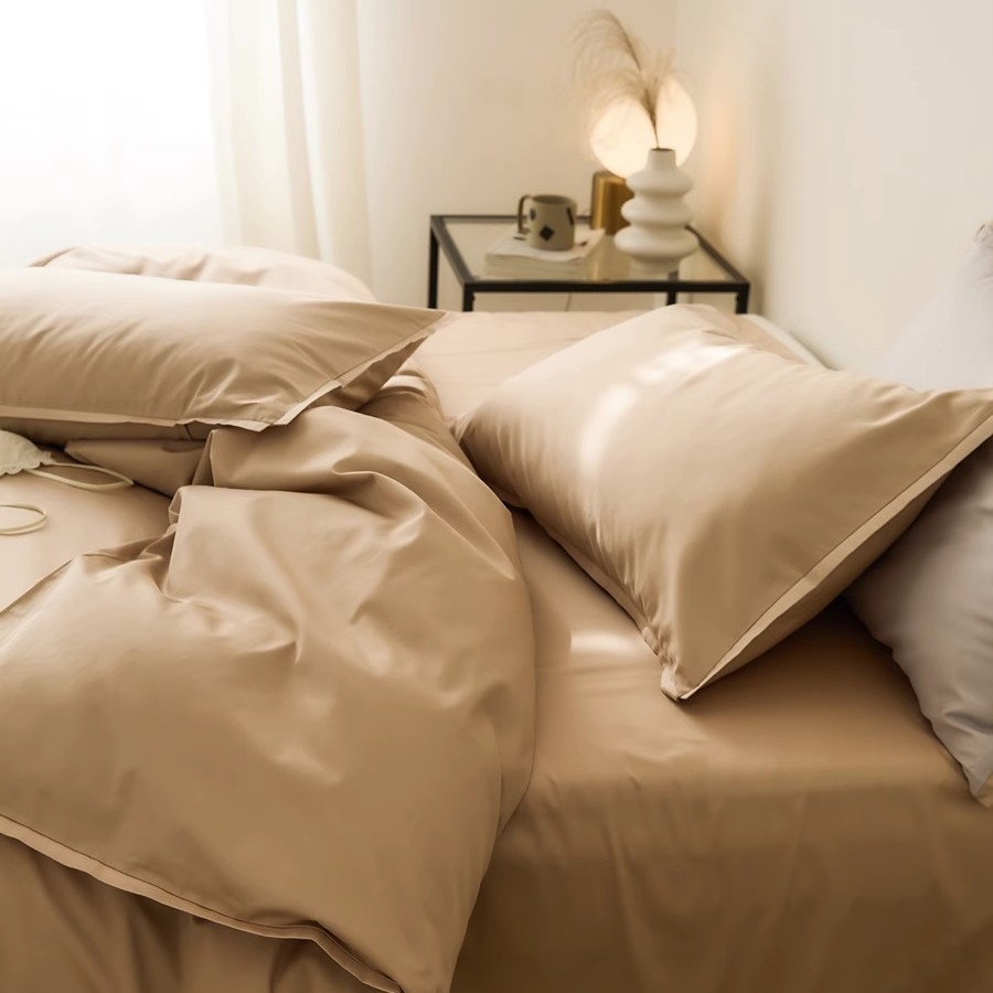 Bedding set, 4-piece, cotton, solid colors
