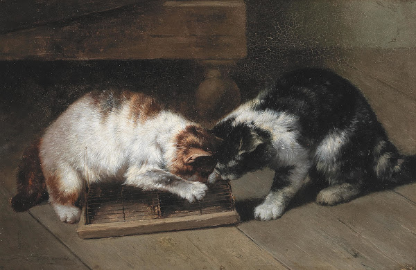 Two Cats with a Prey