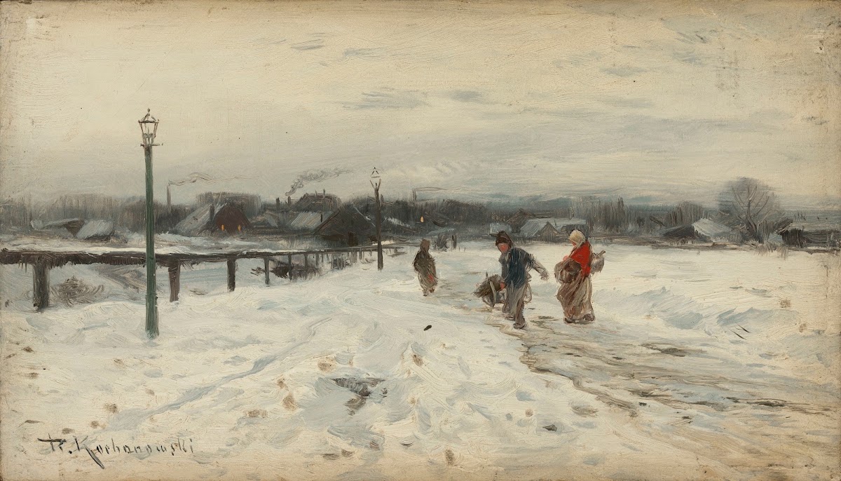 Suburban winter landscape between 1890 and 1900