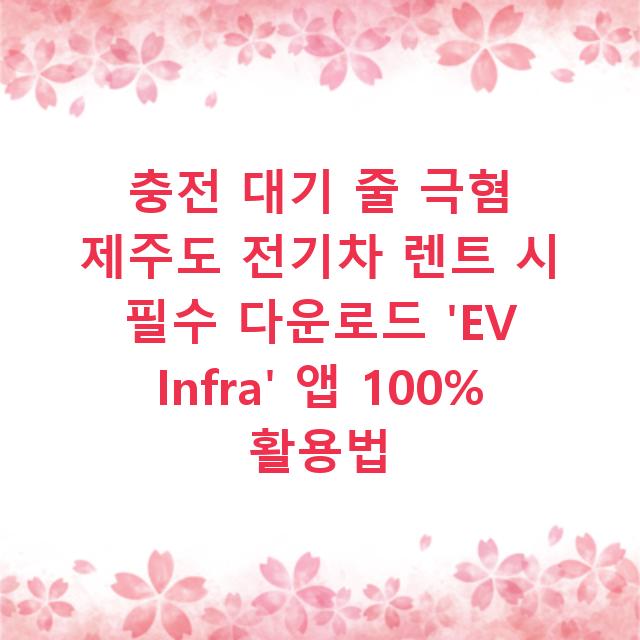 충전 대기 줄 극혐 제주도 전기차 렌트 시 필수 다운로드 ‘EV Infra’ 앱 100% 활용법