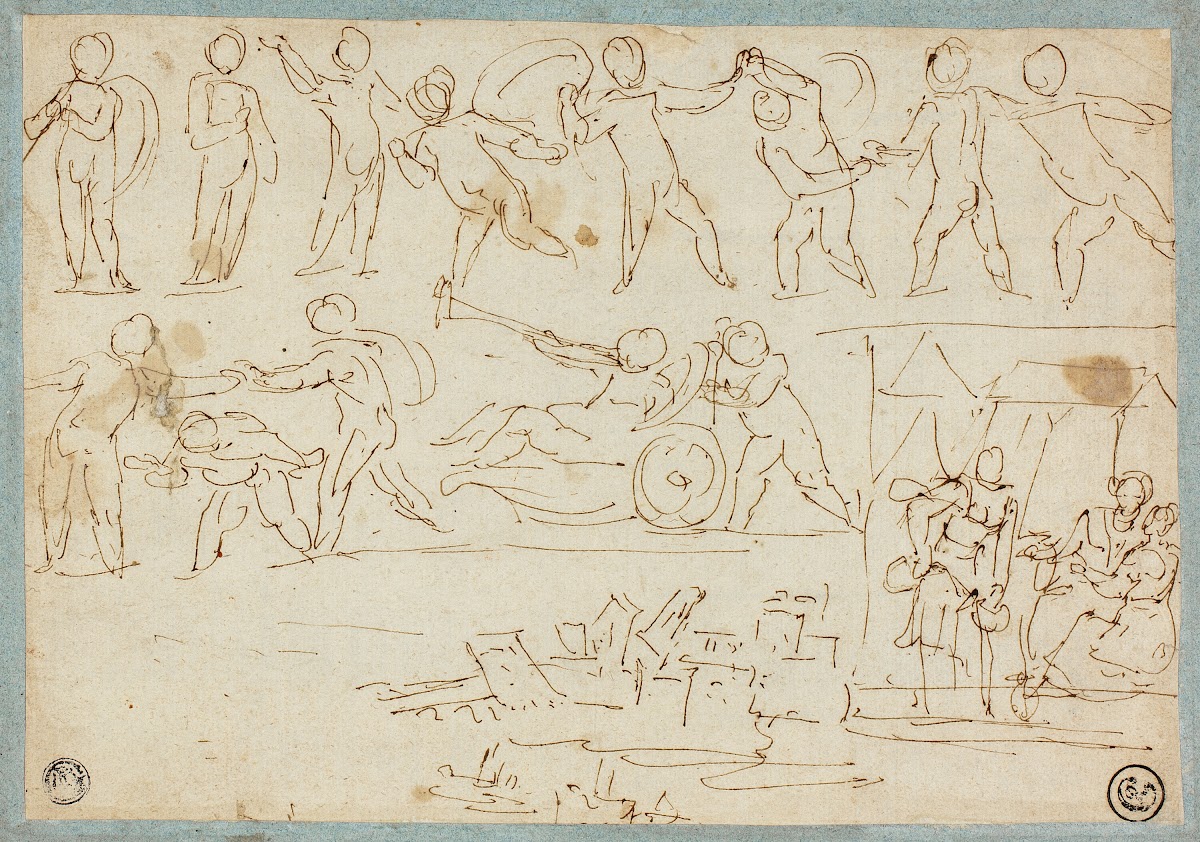 Frieze of Putti Sketch of Lot and His Daughters Sketch of Buildings