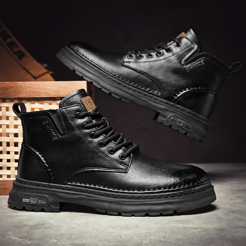 Herren-Stiefel im Vintage-Stil, knöchelhoch, mit Profilsohle