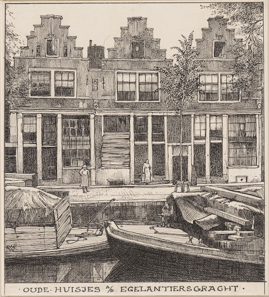 Oude huisjes aan de Egelantiersgracht te Amsterdam 20th century