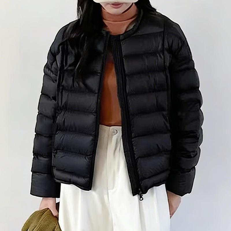 Short women's down jacket, light, loose fit