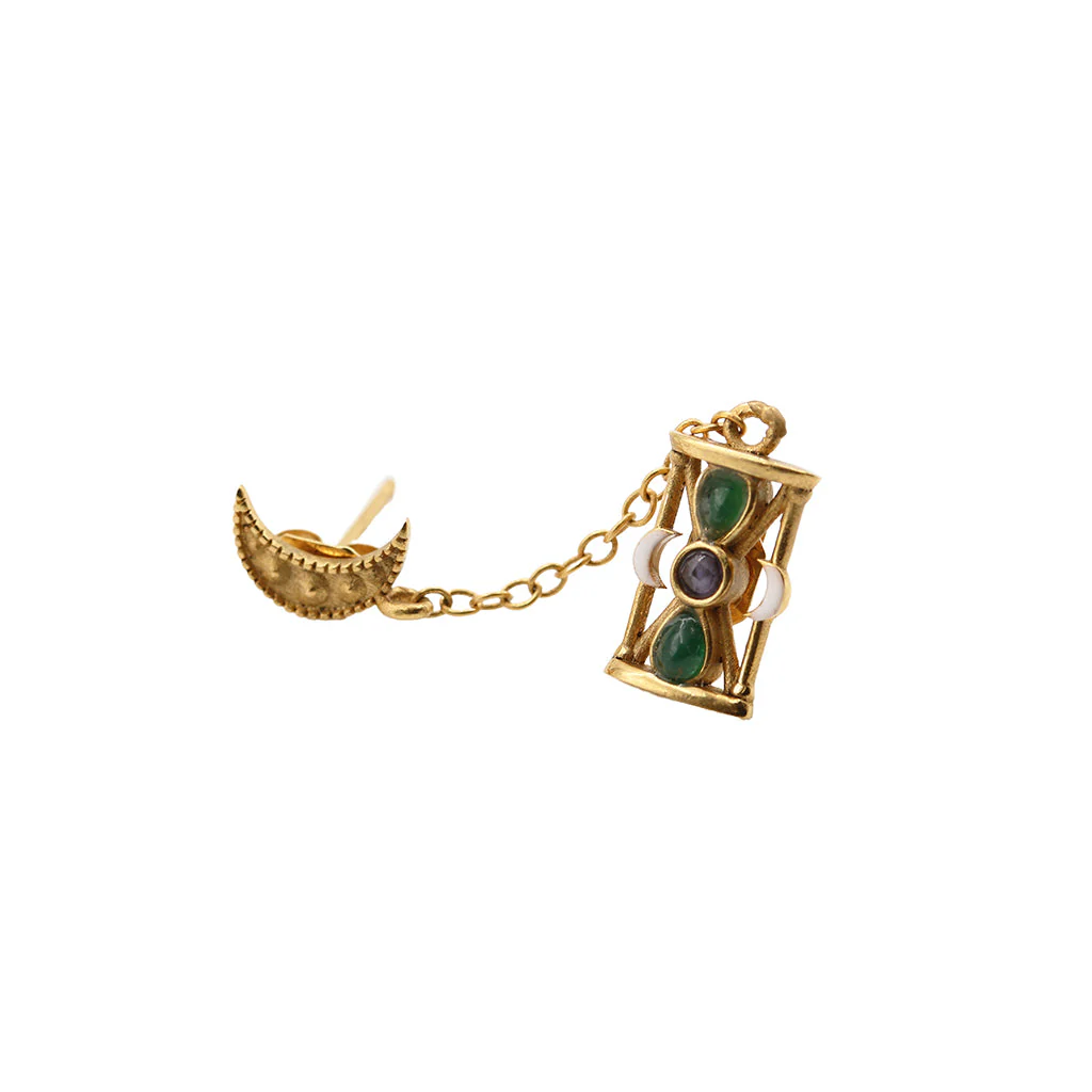 Моно серьга Песочные часы и месяц