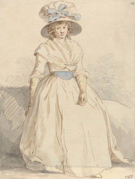 A Young Lady Seated Wearing a White Dress 1788