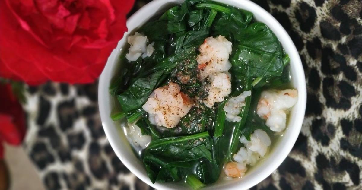 Canh cải bó xôi nấu tôm tươi