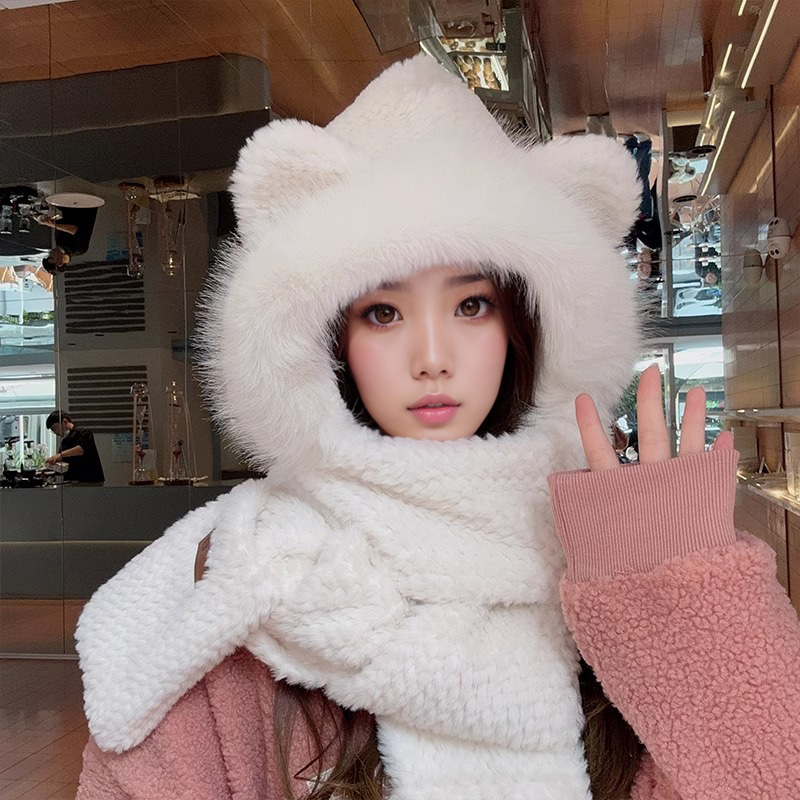 Plush Set: Hat, Scarf, and Gloves in One