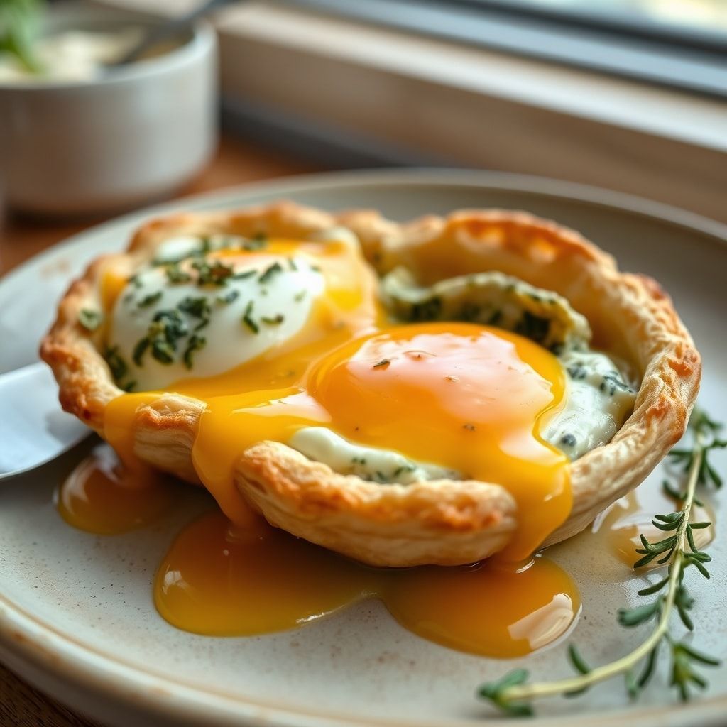 Baked Eggs in Puff Pastry with Creamy Spinach Filling – Easy Brunch Star finished