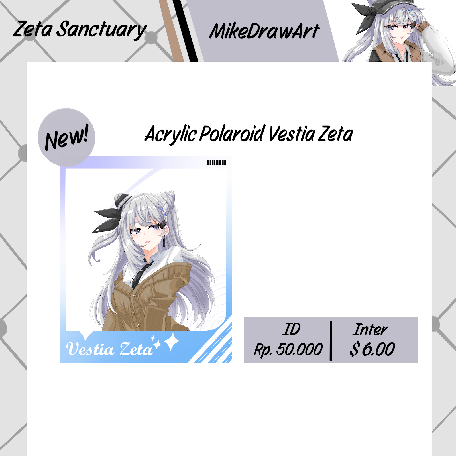 Acrylic Polaroid Vestia Zeta by MikeDrawArt