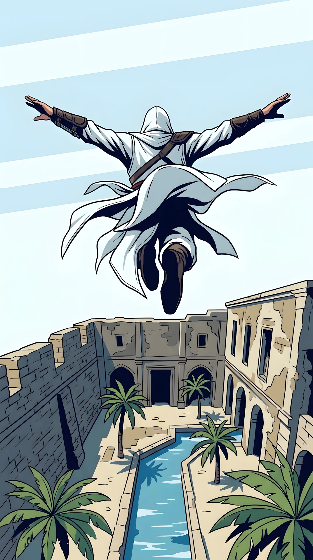 Assassin Leap of Faith Illustration - Free 4K mobile Wallpaper