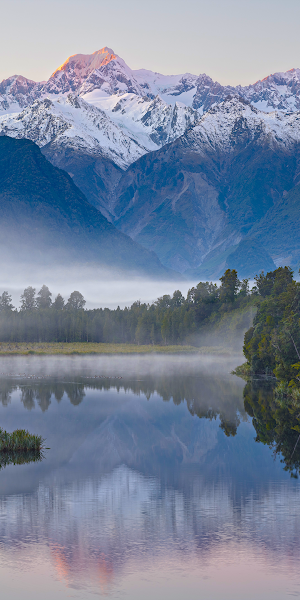 Lake Matheson, Mountain Reflection, New Zealand Landscape, Scenic Travel 4K Wallpaper Background