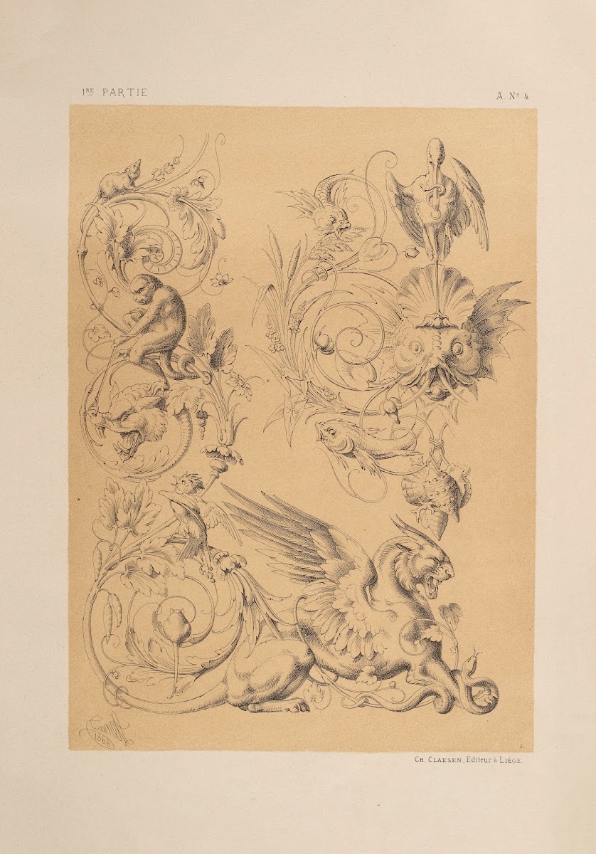 Fleuron aquatique  Arabesque chimérique 1866