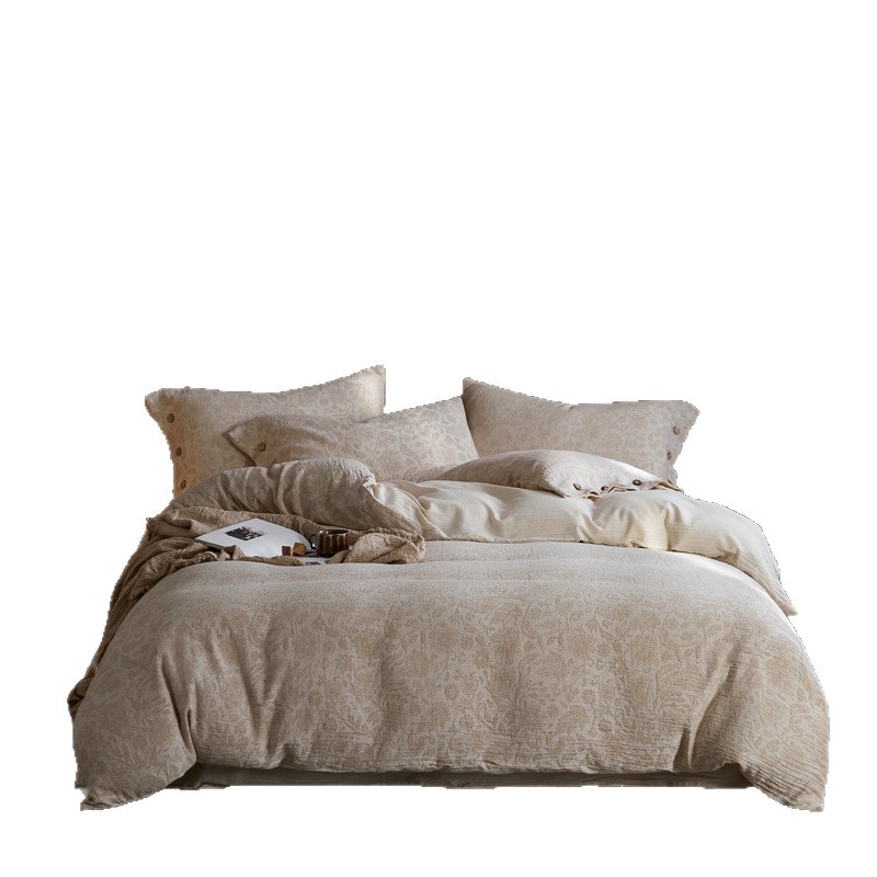 Cotton-Linen Bedding, 4-Piece, Button Closure